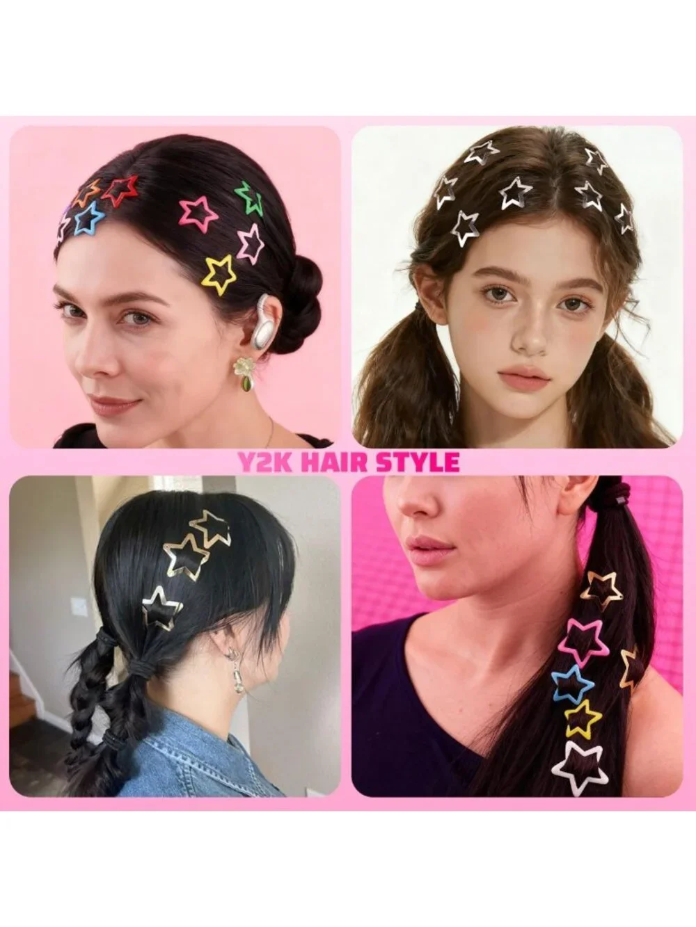 100PCS Colorful Star Hair Clips - Y2K Trendy 1.18